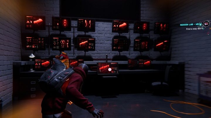 Wskocz na górną barierkę aby dostać się do pokoi biurowych - Spider-Man Miles Morales: Laboratoria Roxxon - wszystkie lokacje, lista - Spider-Man Miles Morales - poradnik, solucja