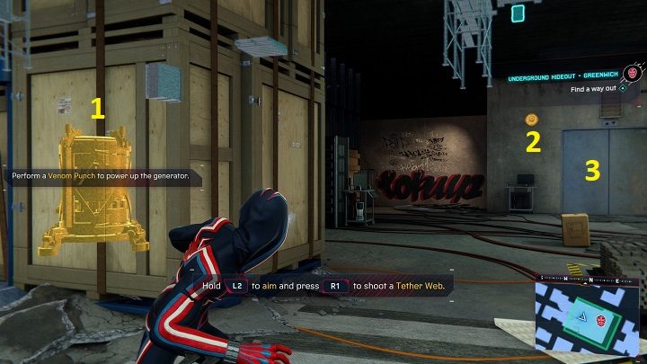 Zniszcz nadajnik kryjówki - Spider-Man Miles Morales: Kryjówki Undergroundu - wszystkie lokacje, lista - Spider-Man Miles Morales - poradnik, solucja