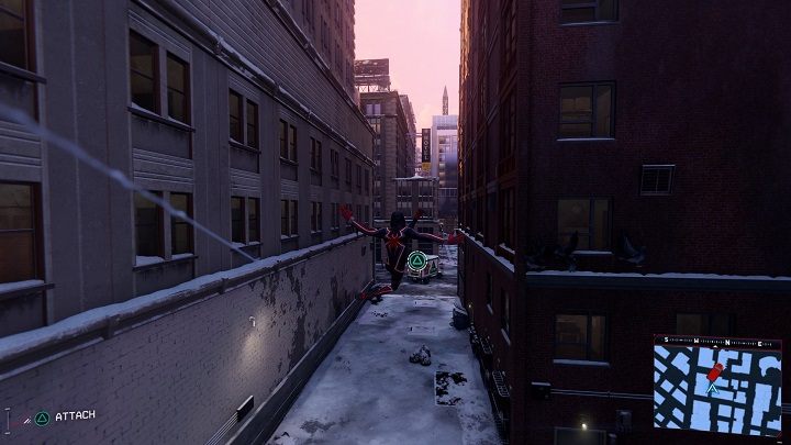 Porozmawiaj z mężczyzną stojącym przy zakopanej w śniegu ciężarówce F - Spider-Man Miles Morales: Aktywności w aplikacji MSMZS - solucja, lista - Spider-Man Miles Morales - poradnik, solucja