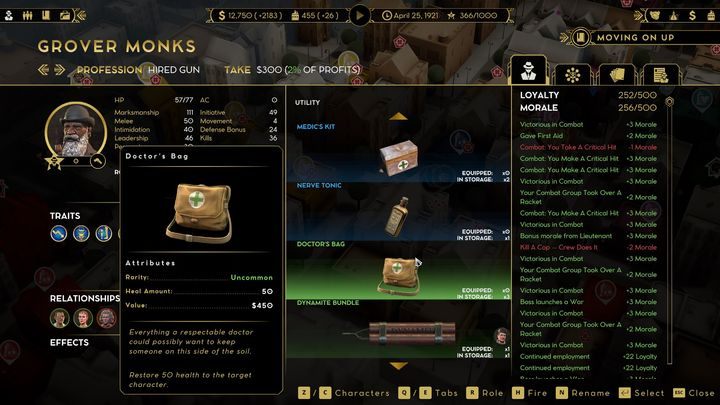 Z czasem jednak postacie o profesji doktor będą w stanie nauczyć się zdolności leczniczej, które umożliwią podratować zdrowie rannych - Empire of Sin: Leczenie - jak leczyć postać? - Empire of Sin - poradnik do gry