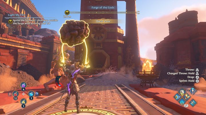 Po rozpaleniu pierwszego pieca, udaj się wyżej, do drugiego - Immortals Fenyx Rising: Rozpal mnie - solucja, opis przejścia - Immortals Fenyx Rising - poradnik do gry