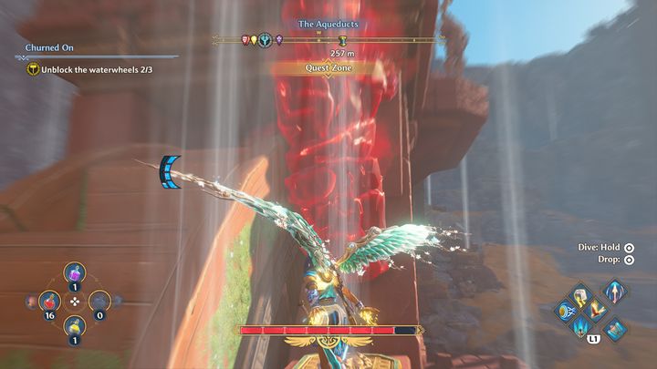 Pamiętaj, że czerwony kamień może znajdować się zarówno na górze jak i na dole konstrukcji - Immortals Fenyx Rising: Wirowanie - solucja, opis przejścia - Immortals Fenyx Rising - poradnik do gry