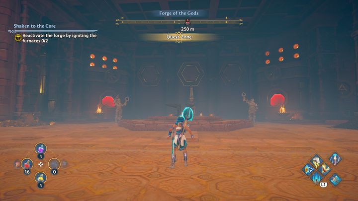 Najpierw udaj się w prawą stronę, aby rozwiązać łamigłówkę, która pozwoli na odblokowanie pieca - Immortals Fenyx Rising: Wstrząśnięta do głębi - solucja, opis przejścia - Immortals Fenyx Rising - poradnik do gry