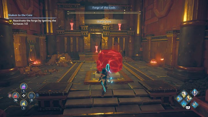 Po lewej stronie znajduje się inne pomieszczenie z kolejną zagadką - Immortals Fenyx Rising: Wstrząśnięta do głębi - solucja, opis przejścia - Immortals Fenyx Rising - poradnik do gry