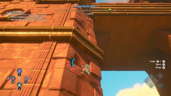 W tym celu zacznij się wspinać po ścianach, aby dotrzeć do najwyższego poziomu kuźni - Immortals Fenyx Rising: Przełom - solucja, opis przejścia - Immortals Fenyx Rising - poradnik do gry