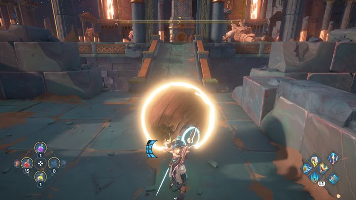 Gdy już to zrobisz, zacznij toczyć kulę na wyższe piętro - Immortals Fenyx Rising: Mroczne sztuki - solucja, opis przejścia - Immortals Fenyx Rising - poradnik do gry