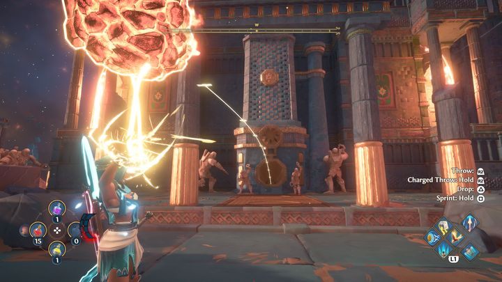 Gdy węgiel się pojawi, podnieś go, a następnie rzuć go w stronę pierwszego pieca - Immortals Fenyx Rising: Mroczne sztuki - solucja, opis przejścia - Immortals Fenyx Rising - poradnik do gry