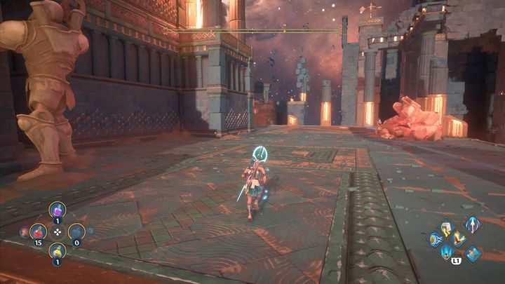 Po rozpaleniu pierwszego pieca, będziesz musiał udać się w lewą i prawą stronę, aby rozpalić dwa kolejne piece - Immortals Fenyx Rising: Mroczne sztuki - solucja, opis przejścia - Immortals Fenyx Rising - poradnik do gry