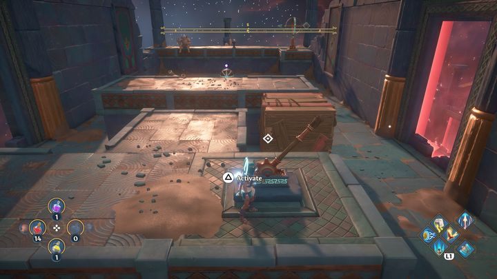 Dalszy etap nieco się różni, gdyż musisz poprowadzić kulę na sam koniec pomieszczenia - Immortals Fenyx Rising: Mroczne sztuki - solucja, opis przejścia - Immortals Fenyx Rising - poradnik do gry