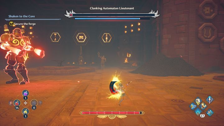 Mimo tego, że bossa łatwo ogłuszyć, pamiętaj, że nie możesz go ciągle bić w tej formie - Immortals Fenyx Rising: Skrzypiący przyboczny automatonów - boss, jak pokonać? - Immortals Fenyx Rising - poradnik do gry