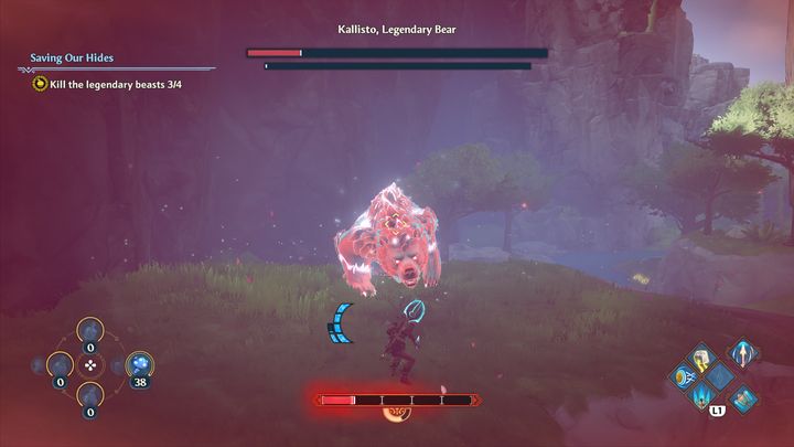 Problem z Kallisto jest też taki, że gdy będzie posiadała mniej niż połowę zdrowia, zacznie świecić się na czerwono - Immortals Fenyx Rising: Ratowanie skóry - solucja, opis przejścia - Immortals Fenyx Rising - poradnik do gry