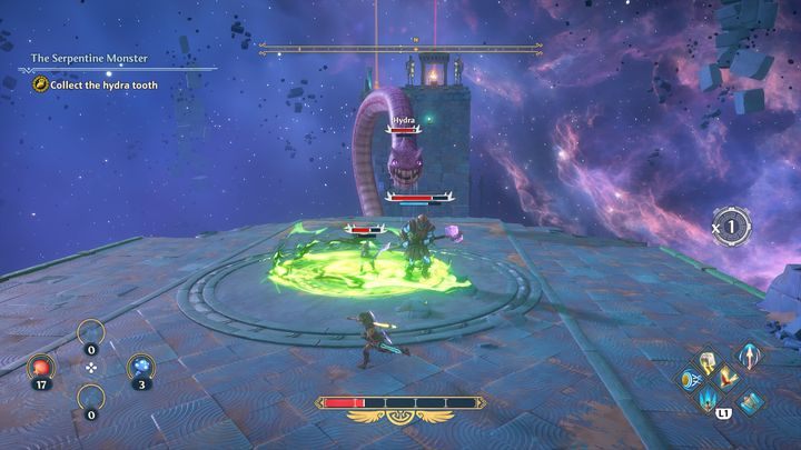 Hydra może również wypluć kwas, który pozostaje przez dłuższą chwilę na obszarze - Immortals Fenyx Rising: Hydra - boss, jak pokonać? - Immortals Fenyx Rising - poradnik do gry