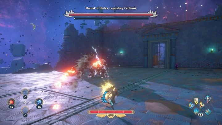 Gdy dostatecznie zbliżysz się do bossa, będzie on wykonywać inne ataki - Immortals Fenyx Rising: Pies Hadesa, legendarny Cerber - boss, jak pokonać? - Immortals Fenyx Rising - poradnik do gry