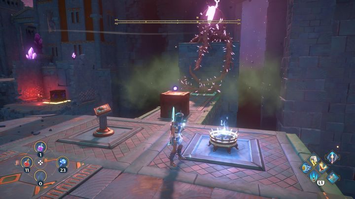 Druga zagadka polega na tym, aby wysłać strzałę Apolla w stronę ogniska a następnie podpalić nasiono - Immortals Fenyx Rising: Pajęcza sieć - solucja, opis przejścia - Immortals Fenyx Rising - poradnik do gry