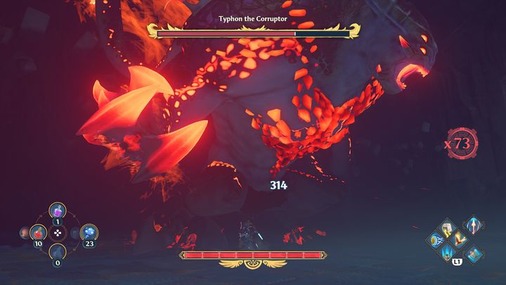 Generalnie powinieneś wchodzić mu pod nogi, aby unikać większości jego ataków - Immortals Fenyx Rising: Tyfon Niszczyciel - boss, jak pokonać? - Immortals Fenyx Rising - poradnik do gry