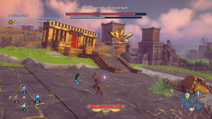 Udając się we wskazane miejsce, napotkasz mini bossa widocznego na zdjęciu - Immortals Fenyx Rising: Skrzynie (Dolina Wiecznej Wiosny) - mapa, lista - Immortals Fenyx Rising - poradnik do gry