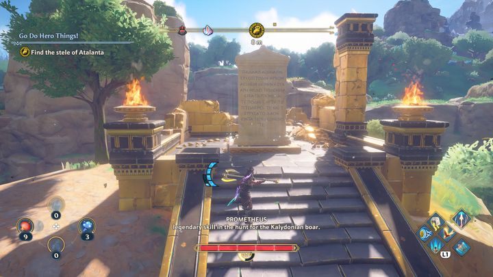 Znacznik wskaże ci drogę do Steli Atalanty, podejdź do niej i odczytaj wszystko co się na niej znajduje za pomocą przycisku interakcji - Immortals Fenyx Rising: Zajmij się bohaterską robotą! - solucja, opis przejścia - Immortals Fenyx Rising - poradnik do gry