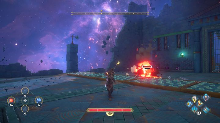 Wchodząc do środka, znajdziesz się w pomieszczeniu, które przypomina arenę - Immortals Fenyx Rising: Zajmij się bohaterską robotą! - solucja, opis przejścia - Immortals Fenyx Rising - poradnik do gry