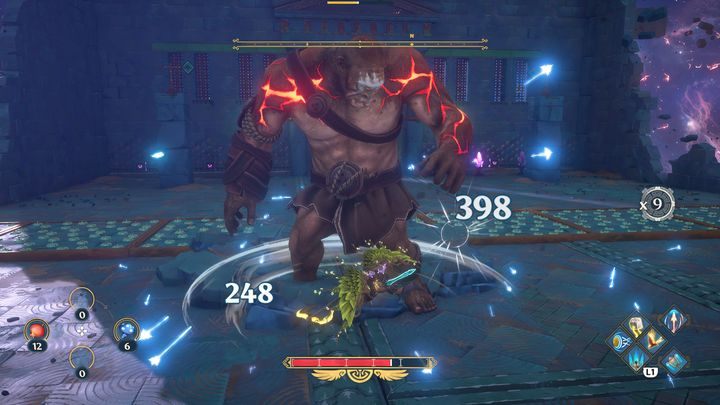 Do walki możesz skorzystać z celów, które znajdują się po lewej i prawej stronie - Immortals Fenyx Rising: Zajmij się bohaterską robotą! - solucja, opis przejścia - Immortals Fenyx Rising - poradnik do gry