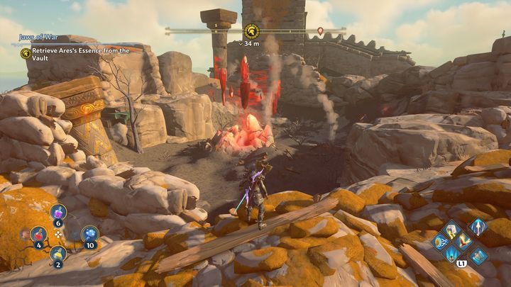 Kogut, a raczej Ares, poprosi cię o to, abyś odzyskał jego esencję, w tym celu udaj się do nowego znacznika na mapie, tam znajdziesz Czeluść, do której będziesz musiał wejść - Immortals Fenyx Rising: Szczęki Wojny - solucja, opis przejścia - Immortals Fenyx Rising - poradnik do gry