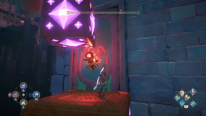 Kawałek dalej, w powietrzu zobaczysz kilka takich kostek - Immortals Fenyx Rising: Szczęki Wojny - solucja, opis przejścia - Immortals Fenyx Rising - poradnik do gry