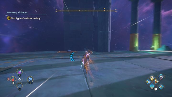 Po pokonaniu Minotaura, spójrz na kolumny, które zaczną się poruszać w górę i w dół - Immortals Fenyx Rising: Hierarchia ważności - solucja, opis przejścia - Immortals Fenyx Rising - poradnik do gry