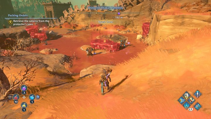 Dwa z nich znajdują się blisko stawu, gdzie znajdują się przeciwnicy - Immortals Fenyx Rising: Hierarchia ważności - solucja, opis przejścia - Immortals Fenyx Rising - poradnik do gry