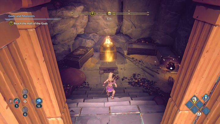 Zwykła skrzynia znajduje się w jaskini blisko wody, w miejscu, w którym znajduje się również mała lira - Immortals Fenyx Rising: Skrzynie (Niszczycielskie Skały) - mapa, lista - Immortals Fenyx Rising - poradnik do gry