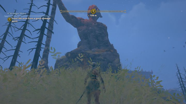 Następnie zacznij się wspinać na samą górę rzeźby, aby mieć dobry punkt obserwacyjny - Immortals Fenyx Rising: Nieznany brzeg - solucja, opis przejścia - Immortals Fenyx Rising - poradnik do gry