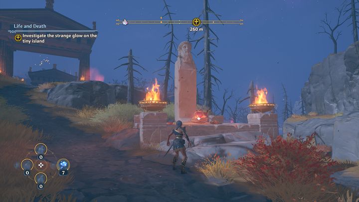 Idąc przed siebie, zobaczysz popiersie, a przy nim misę z owocami Granatu - Immortals Fenyx Rising: Życie i śmierć - solucja, opis przejścia - Immortals Fenyx Rising - poradnik do gry