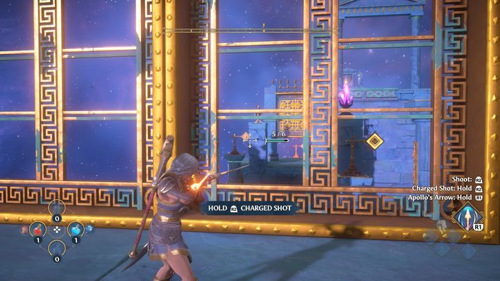 Gdy będziesz po drugiej stronie, aktywuj przycisk i zacznij strzelać w kolejne cele, przez złotą bramę - Immortals Fenyx Rising: Zmagania Odyseusza - solucja, opis przejścia - Immortals Fenyx Rising - poradnik do gry