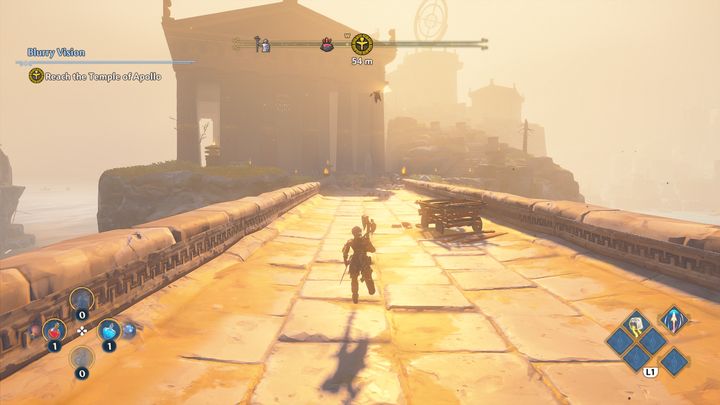 Blisko świątyni znajdują się przeciwnicy, główne Gorgona oraz trzech żołnierzy - Immortals Fenyx Rising: Zamglony wzrok - solucja, opis przejścia - Immortals Fenyx Rising - poradnik do gry