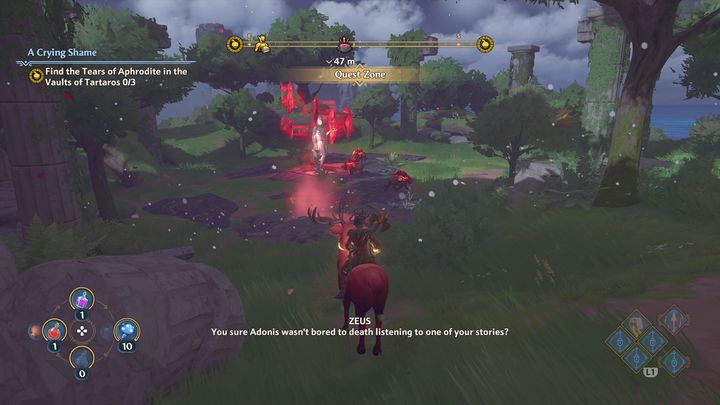 Czeluści pilnuje kilka dzików, rozpraw się z nimi a następnie wejdź do środka czeluści - Immortals Fenyx Rising: Wielka szkoda - solucja, opis przejścia - Immortals Fenyx Rising - poradnik do gry