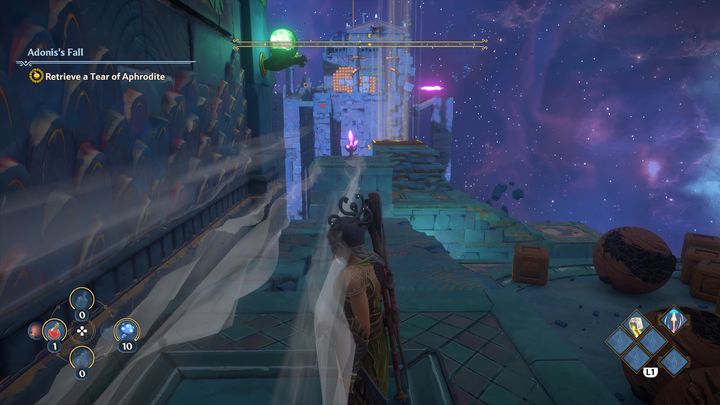 Następnie skorzystaj z widocznych podmuchów wiatru, aby wzlecieć w górę i dostać się dalej - Immortals Fenyx Rising: Wielka szkoda - solucja, opis przejścia - Immortals Fenyx Rising - poradnik do gry