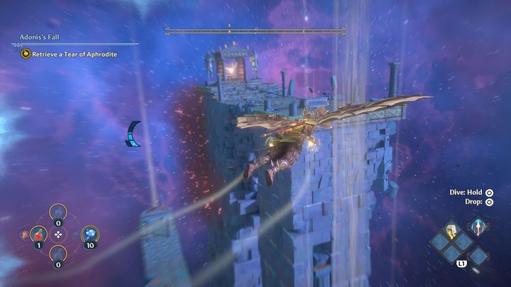 Następnie leć w stronę podmuchów wiatru, aby ostatecznie dojść do miejsca, gdzie znajduje się łza oraz Piorun Zeusa - Immortals Fenyx Rising: Wielka szkoda - solucja, opis przejścia - Immortals Fenyx Rising - poradnik do gry