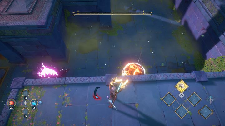 Po umieszczeniu kuli, ponownie stworzysz nową kulę, którą musisz podpalić - Immortals Fenyx Rising: Złośliwa bogini - solucja, opis przejścia - Immortals Fenyx Rising - poradnik do gry