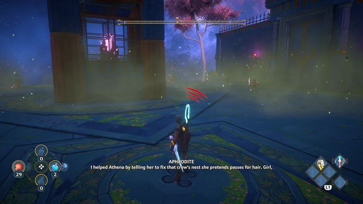 Tam zobaczysz zamknięte drzwi, które odblokujesz za pomocą dźwigni - Immortals Fenyx Rising: Złośliwa bogini - solucja, opis przejścia - Immortals Fenyx Rising - poradnik do gry