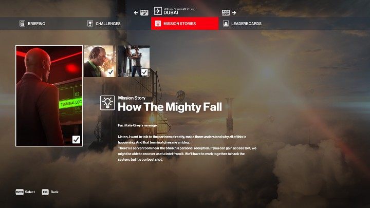 Misja On Top of the World posiada trzy zadania fabularne, które pozwolą Ci zyskać zaufanie obydwu celów, a także otworzą możliwość eliminacji ich na różne sposoby: Bird Of Prey, (In)Security oraz How The Mighty Fall - Hitman 3: On Top of the World, Dubaj - mapa, informacje o misji - Hitman 3 - poradnik, solucja