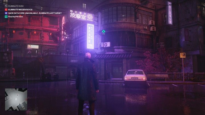 Wyjdź z restauracji i przejdź do budynku po drugiej stronie ulicy, a następnie klatką schodową wejdź na dach - Hitman 3: Certainty Principle - Chongqing, zadania fabularne, solucja - Hitman 3 - poradnik, solucja