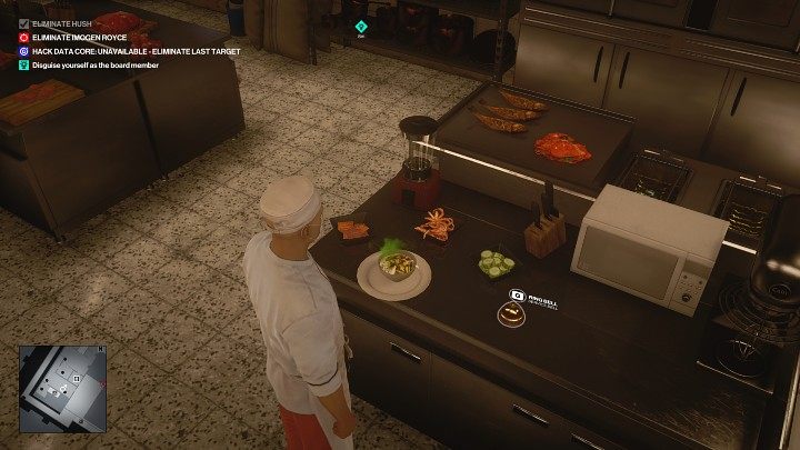 Przejdź do kuchni (punkt 43 na mapie) i przygotuj posiłek, który zostanie podany Augustowi Pritchardowi - Hitman 3: Certainty Principle - Chongqing, zadania fabularne, solucja - Hitman 3 - poradnik, solucja