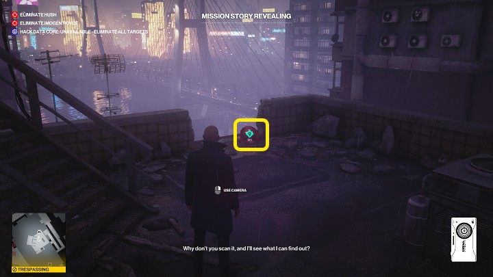Na dachu budynku rozbił się dron (punkt 56 na mapie), którego należy przeskanować przy użyciu aparatu - Hitman 3: All-Seeing Eyes - Chongqing, zadania fabularne, solucja - Hitman 3 - poradnik, solucja