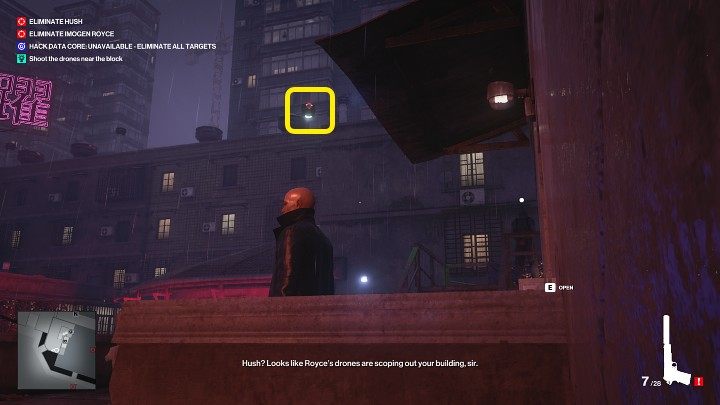 Na dachu pierwszego budynku spotkasz więcej strażników i dwa drony - Hitman 3: All-Seeing Eyes - Chongqing, zadania fabularne, solucja - Hitman 3 - poradnik, solucja