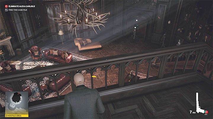 Żyrandol powiązany z omawianym wyzwaniem znajduje sę w biurze Alexy na poziomie 2 (punkt 37 na mapie) i rozpoznasz go po nietypowym wyglądzie inspirowanym trofeami łowieckimi - Hitman 3: Alexa Carlisle - jak zabić? Dartmoor, solucja - Hitman 3 - poradnik, solucja