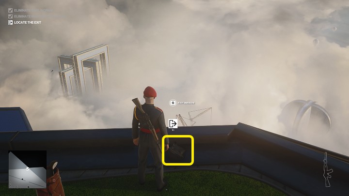 Jednym z niestandardowych sposobów na ucieczkę z mapy w Dubaju jest skok ze spadochronem - Hitman 3: Mapa Dubaju (Burj Al-Ghazali) - jak opuścić? - Hitman 3 - poradnik, solucja