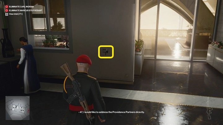 Przejdź przez salę konferencyjną do recepcji, a następnie wejdź do apartamentu - Hitman 3: Carl Ingram - jak zabić? Dubaj, solucja - Hitman 3 - poradnik, solucja