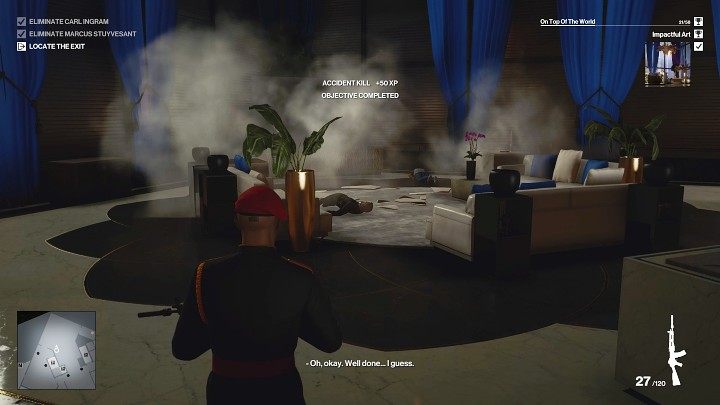 Teraz wystarczy, że przestrzelisz łańcuch na którym wisi ciężki żyrandol - Hitman 3: Marcus Stuyvesant - jak zabić? Dubaj, solucja, opis przejścia - Hitman 3 - poradnik, solucja