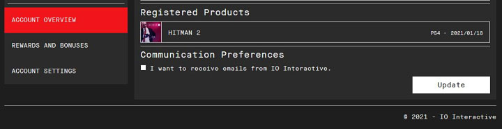 Gra Hitman 2 powinna widnieć na liście zarejestrowanych produktów (Registered Products) w twoim koncie IOI - jest to zakładka Account Overview - Hitman 3: Przeniesienie postępów z Hitman 1 i Hitman 2 - Hitman 3 - poradnik, solucja