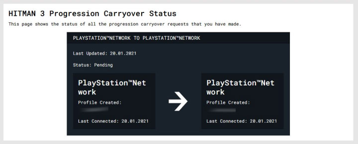 Krok 10 - Gra powinna załadować stronę wyświetlającą aktualny status - Hitman 3 Progression Carryover Status - Hitman 3: Przeniesienie postępów z Hitman 1 i Hitman 2 - Hitman 3 - poradnik, solucja