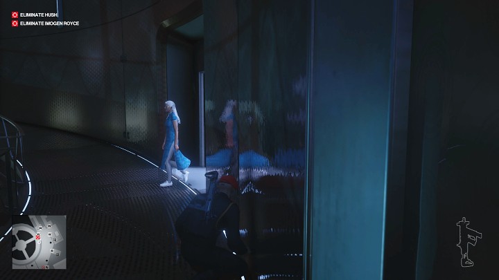 Ukucnij w miejscu widocznym na powyższym obrazku i poczekaj na Imogen Royce - Hitman 3: Imogen Royce - jak zabić? Chongqing, Chiny, solucja - Hitman 3 - poradnik, solucja