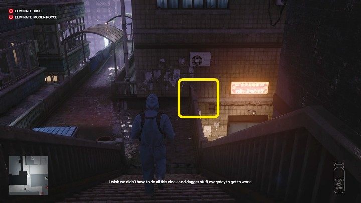 Udaj się do zakamuflowanego przejścia do placówki ICA - Hitman 3: Imogen Royce - jak zabić? Chongqing, Chiny, solucja - Hitman 3 - poradnik, solucja